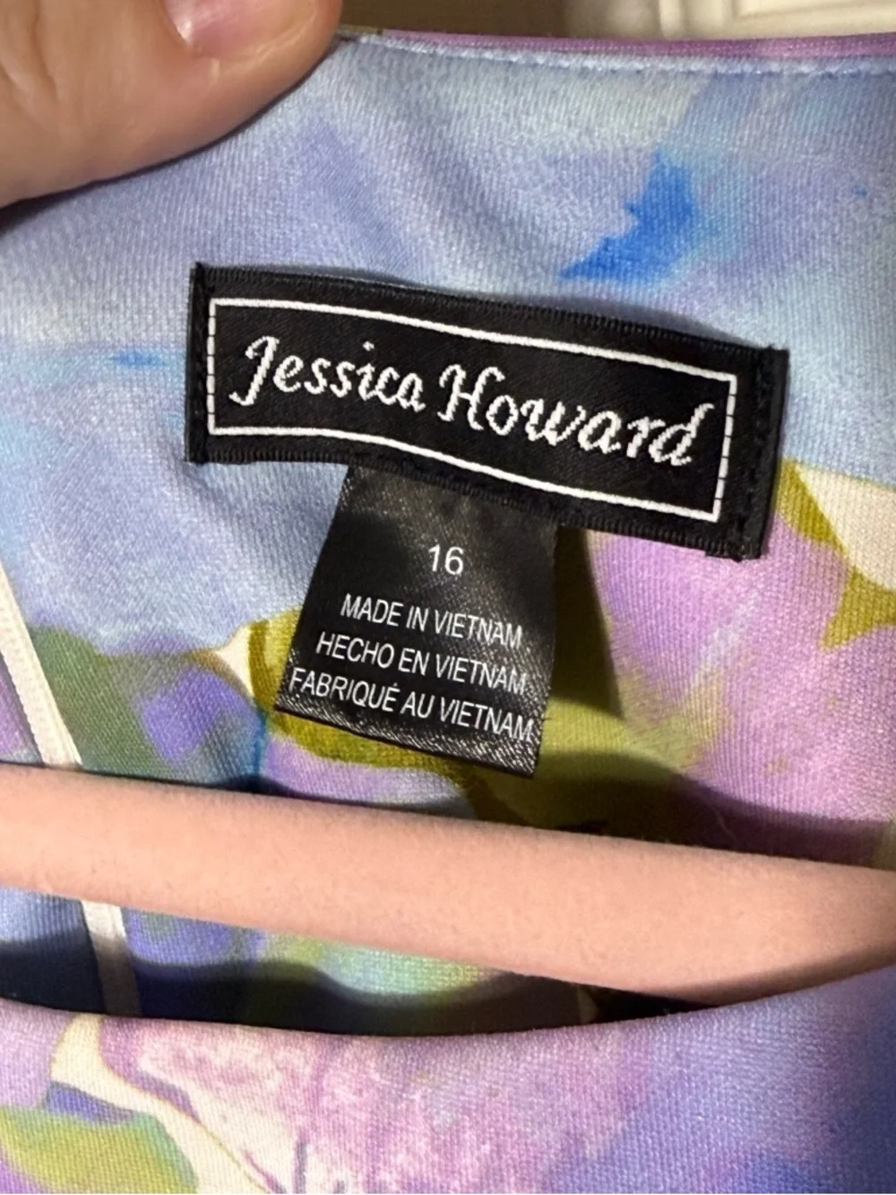 Jessica Howard Lavender and Blue Floral Fit-and-Flare Midi Dress Sz 16 - Picture 5 of 5